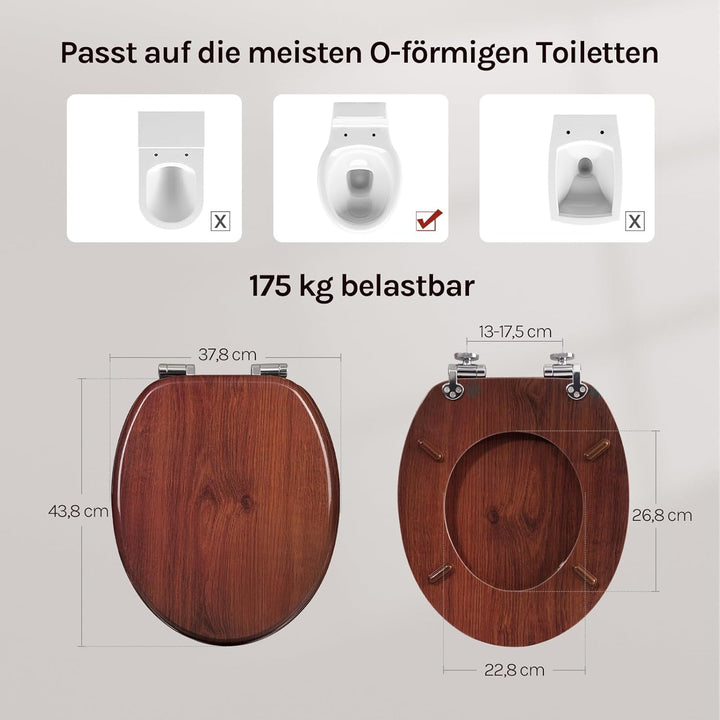 WOLTU #2 Premium WC-Sitz Toilettensitz mit Absenkautomatik, MDF Holzkern, Softclose Scharnier, Antib