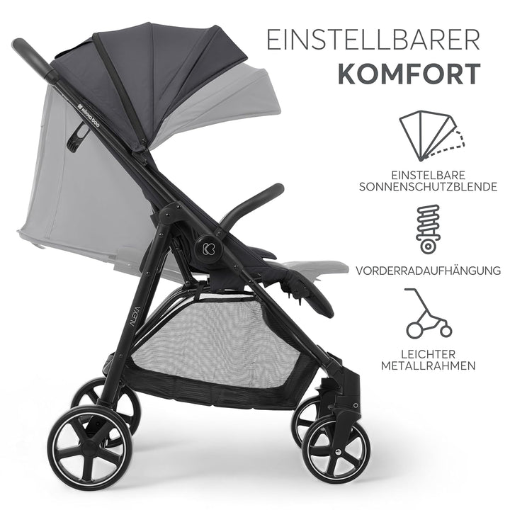 KikkaBoo ALEXA Leichter Buggy von Geburt bis 22 kg, Einhand-Faltmechanismus, Verstellbare Rückenlehn