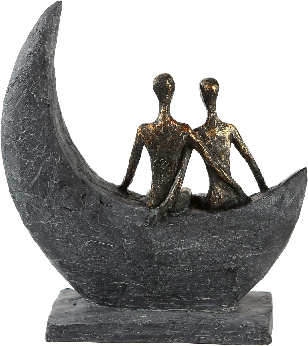 Casablanca - Skulptur Figur Moon Poly bronzefarbene Figur Basis dunkelgrau mit Zertifikat und Spruch
