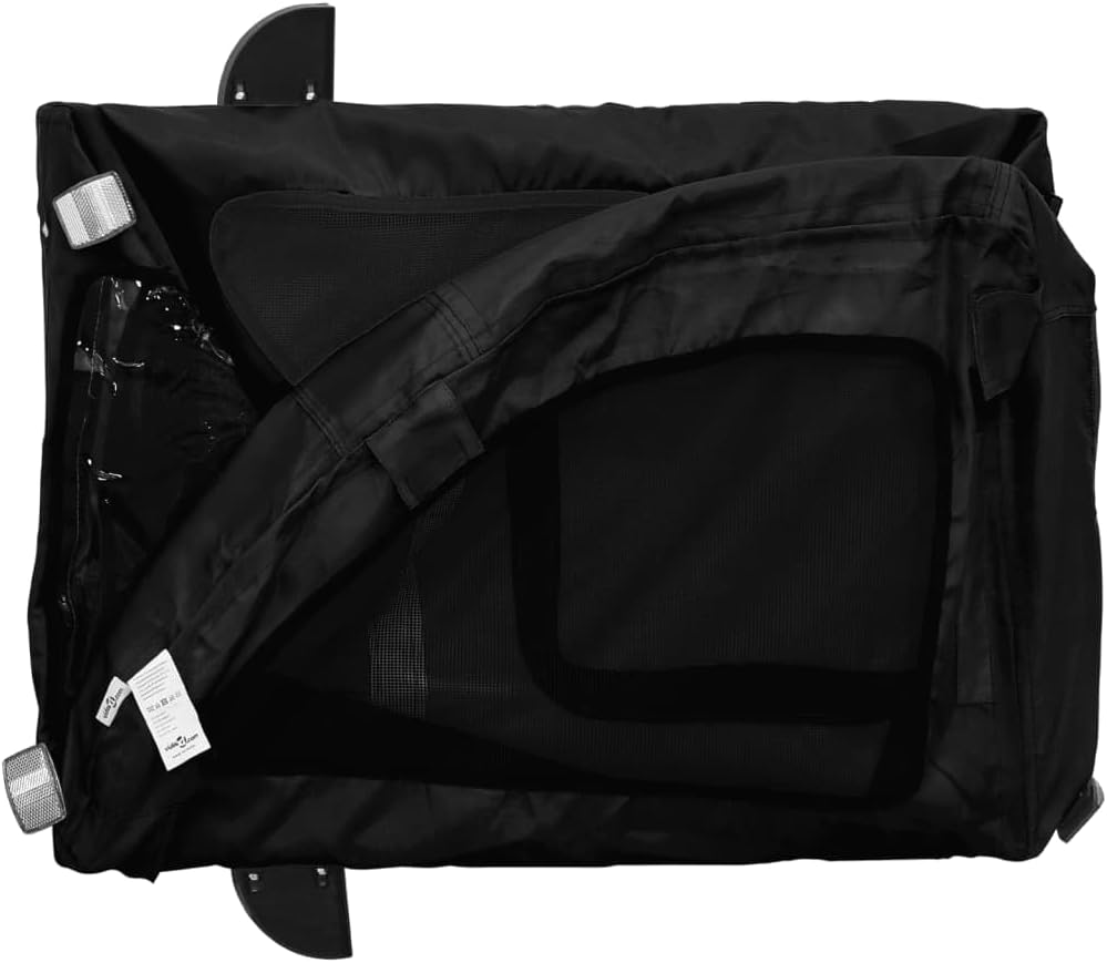 Fahrradanhänger Hunde Schwarz Oxford-Gewebe und Eisen, Fahrrad Anhänger, Lastenanhänger, Handwagen,