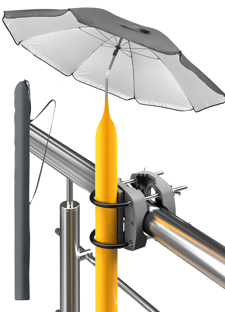 4smile Sonnenschirm Balkon 3-in-1 SET SunnyJoy, Anthrazit - UPF 50+ Sonnenschirm Ø 180 cm + Sonnensc
