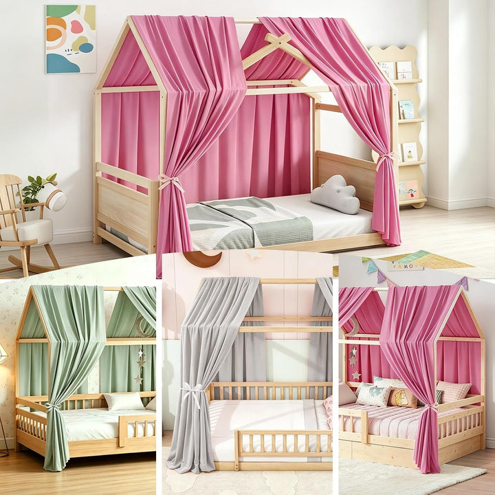 Hausbett Himmel, 2 Stück Betthimmel Hausbett Musselin, Baldachin Kinderzimmer Stoffhimmel für Hausbe
