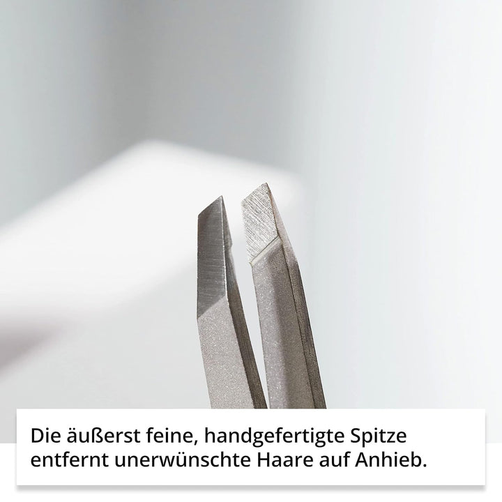 Rubis Pinzette Schwarz - schräg, fein und spitz - Pinzette zum Augenbrauen zupfen - schräge Spitze z