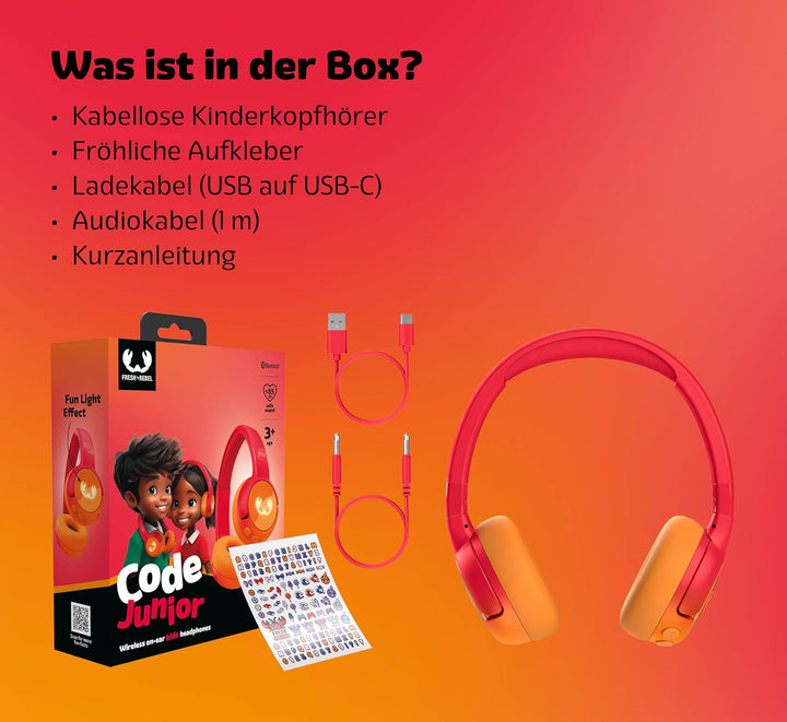 Fresh 'n Rebel Code Junior, kabellose Bluetooth-Kopfhörer für Kinder, sicherer Klang (, Funny Fox