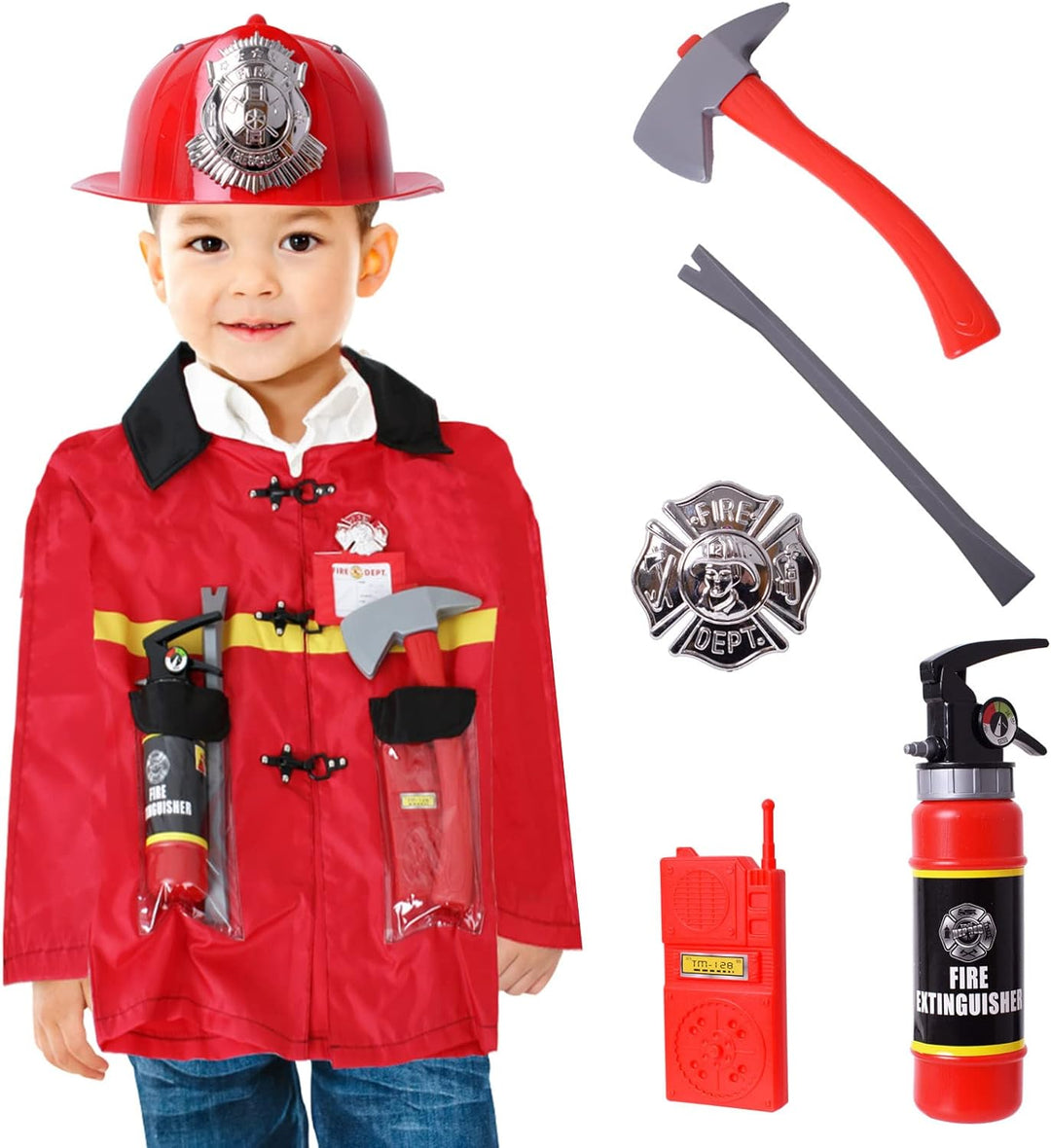 TE-Trend Feuerwehr Kostüm Kinder Spielzeug Jungen Mädchen Karneval Halloween mit Feuerwehrhelm Brech