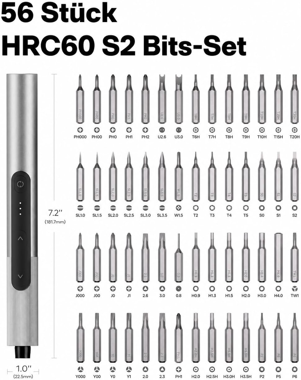 HOTO SNAPBLOQ™ S-A01 Mini Elektro Schraubendreher Set, Magnetische Präzisions-Schraubendreher Kit, 3