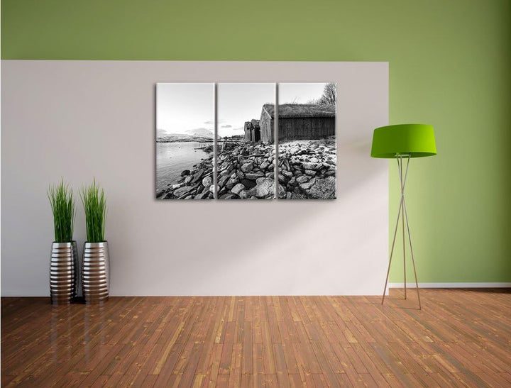 Pixxprint Küste der norwegischen See Tromso als Leinwandbild/Grösse: 3 Teilig (120x80) cm/Wandbild/K