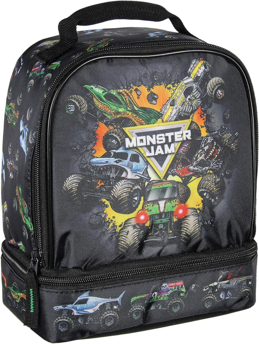 Monster Jam Grave Digger Megalodon Pirate's Curse Dual Compartment Lunch Box Bag