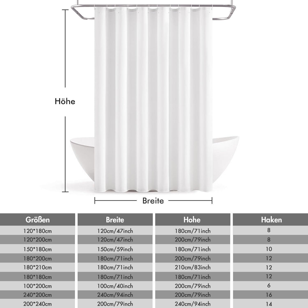 MIULEE Leinen Texturiert Duschvorhang 240x200 cm Weiss, Schwerer Hotel Luxus Polyester Wasserdicht D