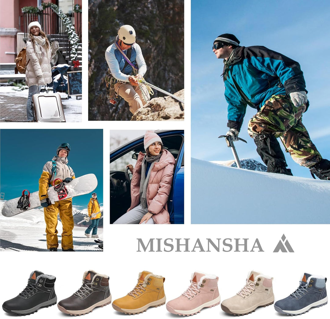 Mishansha Damen Herren Winterschuhe Warm Gefüttert Winterstiefel Wasserdicht Trekking Wanderschuhe G