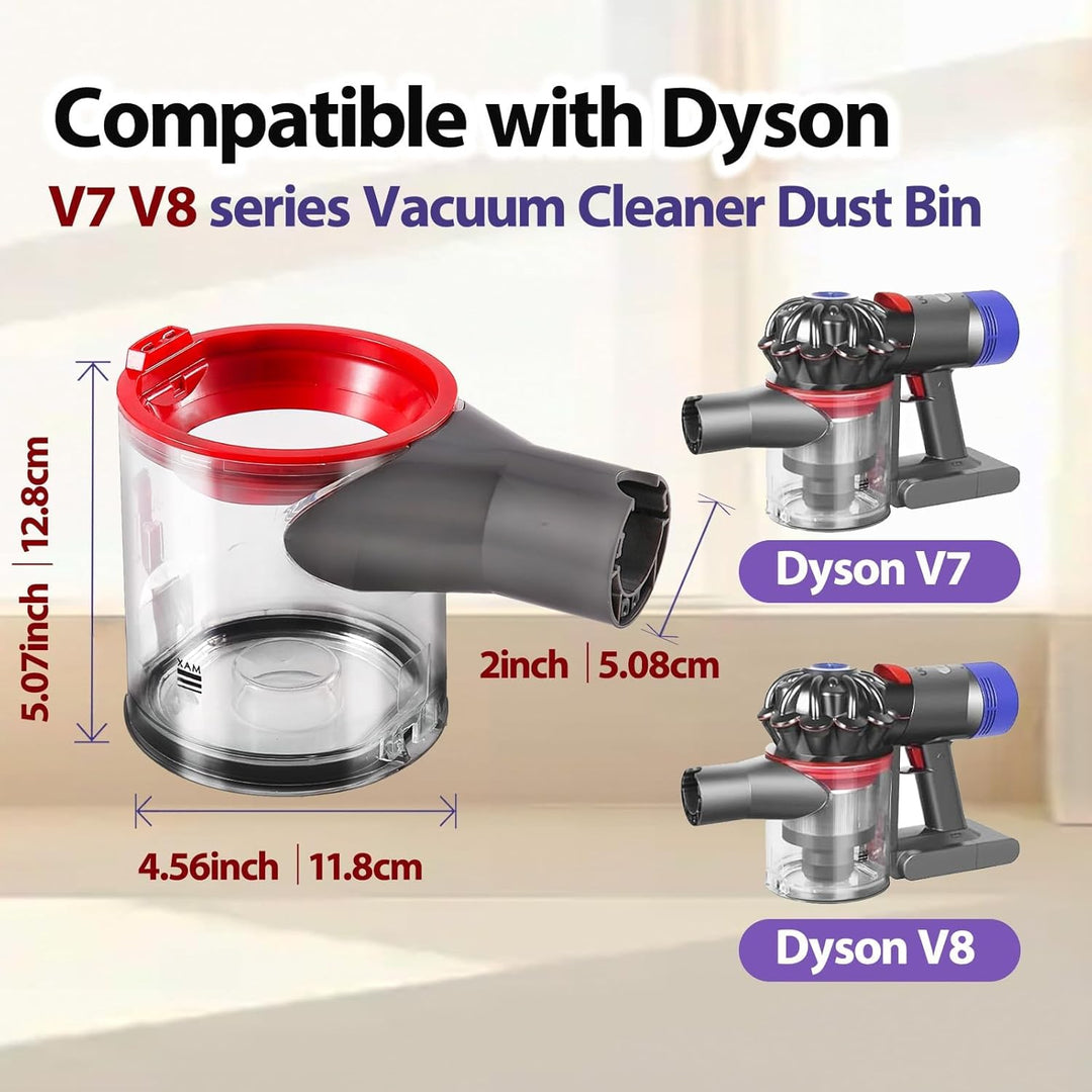 Aufgewerteter Staubbehälter kompatibel mit Dyson V7 V8 SV10 SV11 Staubsauger Transparenter Behälter