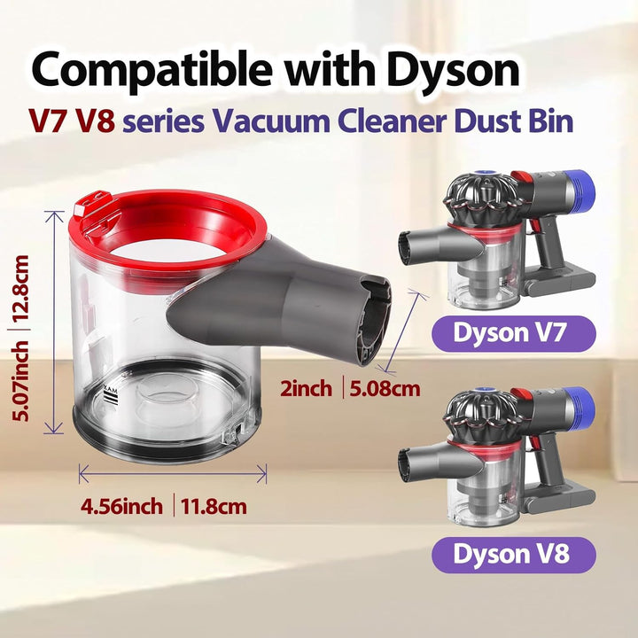 Aufgewerteter Staubbehälter kompatibel mit Dyson V7 V8 SV10 SV11 Staubsauger Transparenter Behälter