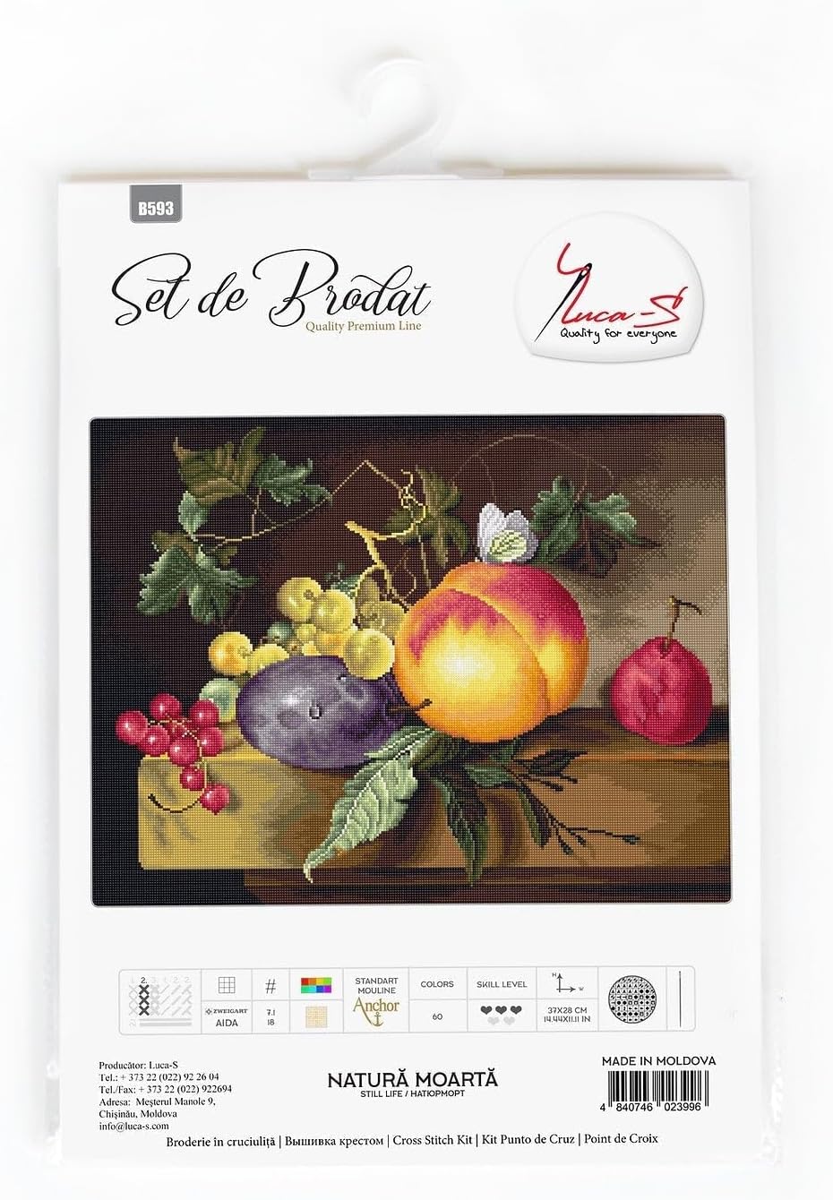 Luca-S B593 Kreuzstich Set, Mehrfarbig, 30x30cm