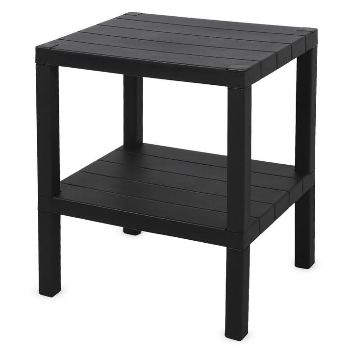 Spetebo Kunststoff Beistelltisch klein in anthrazit mit 2 Ablagen - 45 x 38 cm - Standregal rechteck