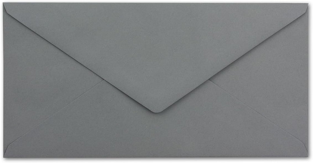 75 Brief-Umschläge DIN Lang - Graphit/Dunkel-Grau mit Silber-Metallic Innen-Futter - 110 x 220 mm -