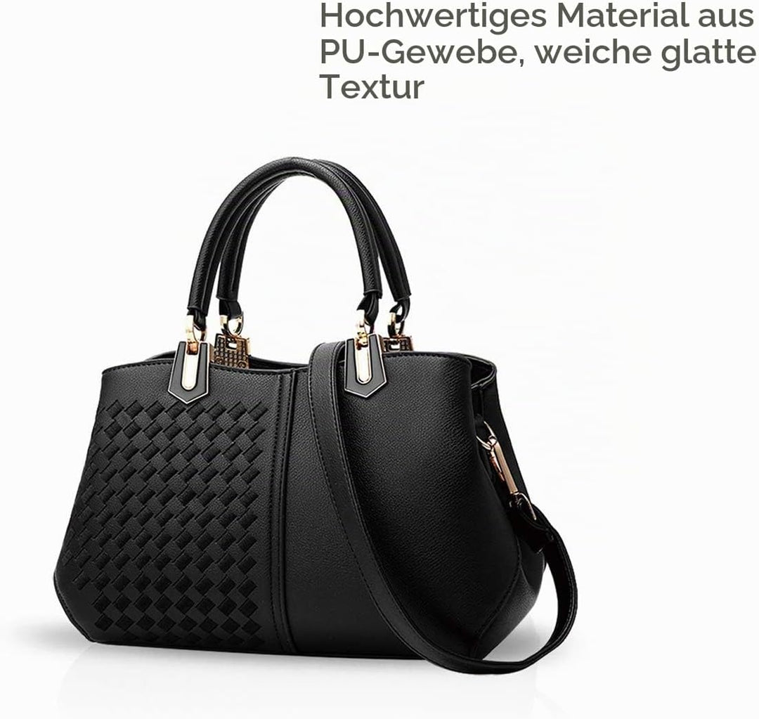 NICOLE&amp;DORIS Frau Dame Handtaschen Schultertasche Taschen Shopper Umhängetasche PU Schwarz A, Schwar