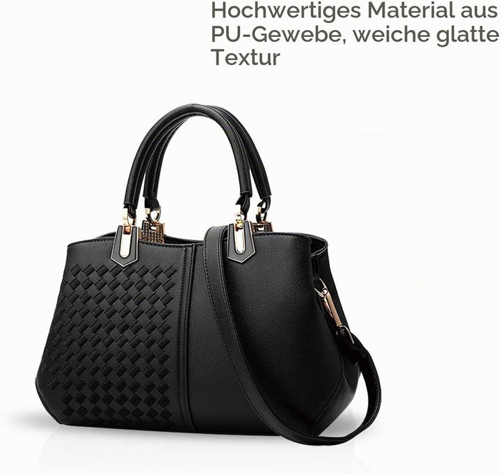 NICOLE&amp;DORIS Frau Dame Handtaschen Schultertasche Taschen Shopper Umhängetasche PU Schwarz A, Schwar