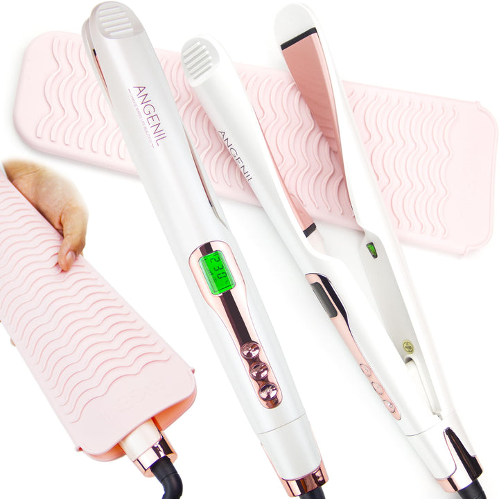 ANGENIL Pro Twist Haarglätter für Damen, Keramik-Glätteisen und Lockenstab 2-in-1, Haarglätter mit D