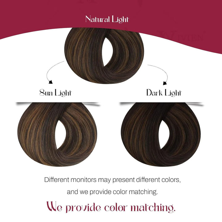 Vivien Extensions Echthaar Microring Braun Extensions Microring Echthaar Balayage Dunkelstes Braun b