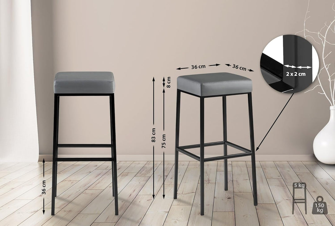CLP Barhocker Montreal mit Kunstlederbezug I Thekenhocker mit Einer Sitzhöhe von 85 cm I erhältlich,