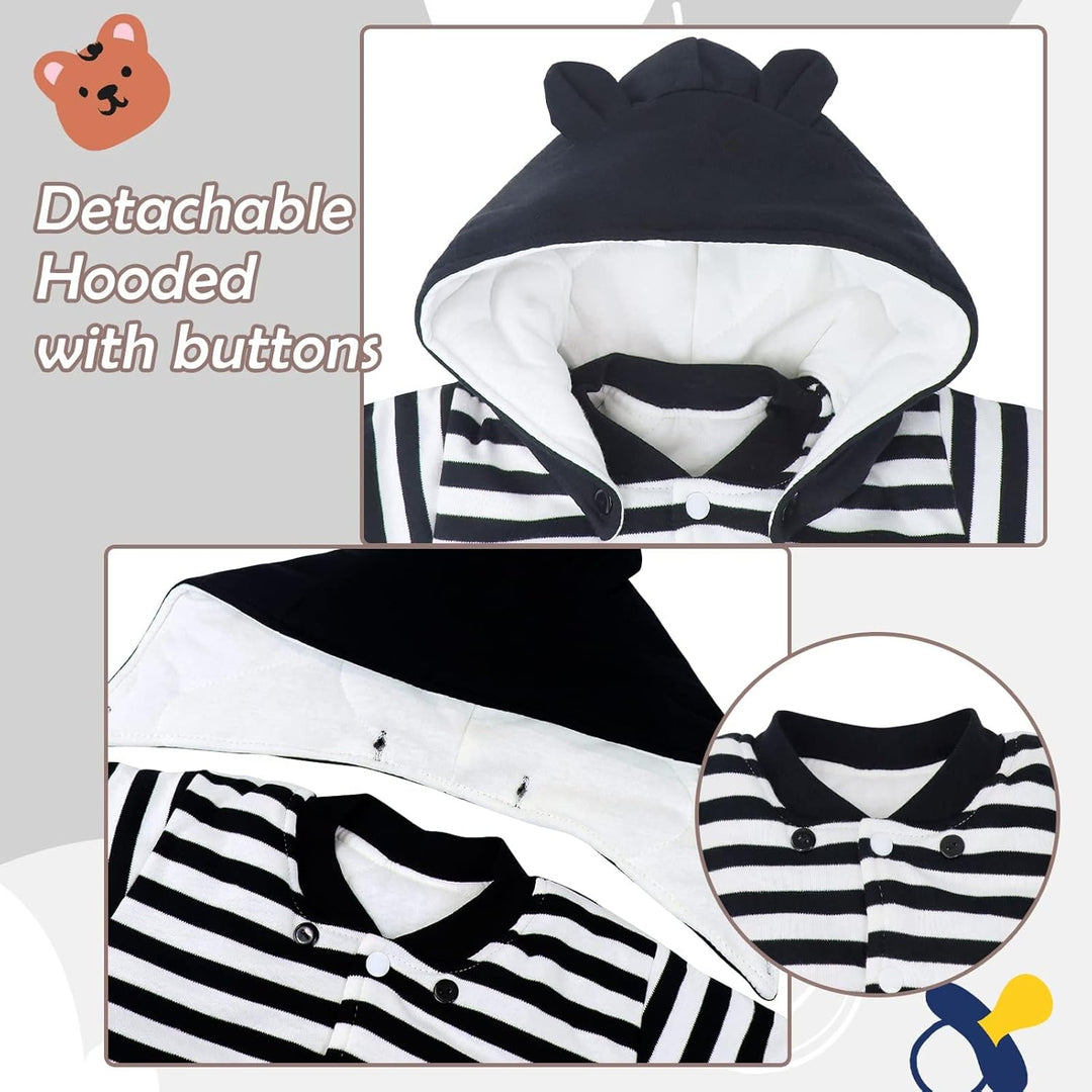 Baby Overall Mit Kapuze Footies Strampler Schneeanzüge Karikatur Jumpsuit Unisex Winter Kleidungsset
