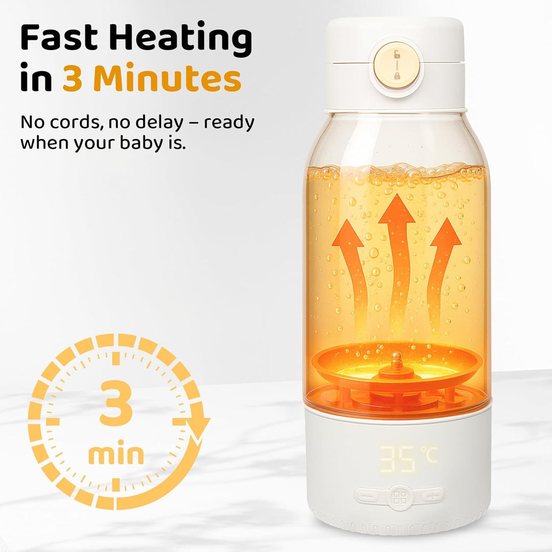 Tragbarer Flaschenwärmer Baby Unterwegs - Grosse 500ml Kapazität, Pasteurisierung, Kindersicherung g