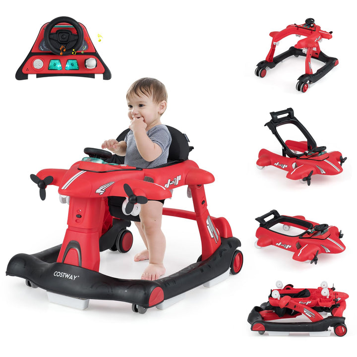 COSTWAY 6 in 1 Lauflernhilfe, Lauflernwagen klappbar mit verstellbarer Höhe & Geschwindigkeit, Baby