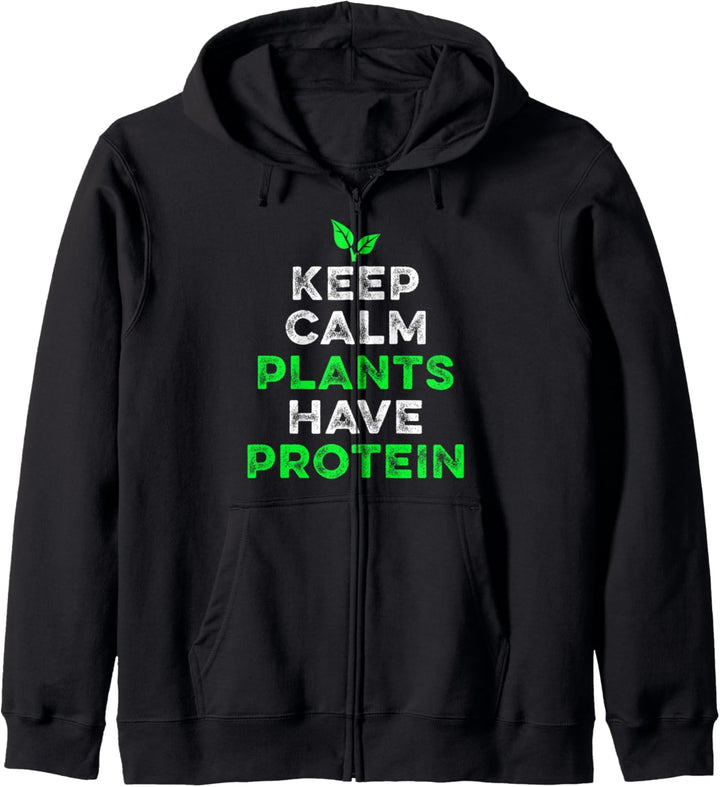 Bleibe Ruhig Pflanzen Haben Protein Vegetarisch Veganer Kapuzenjacke