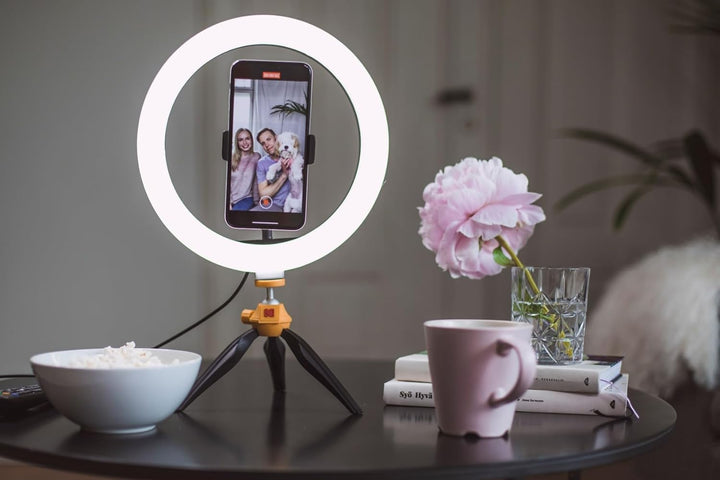 Kodak Selfie LED Ringlicht mit Stativ für alle Smartphones (25cm Durchmesser, Verstellbare Helligkei