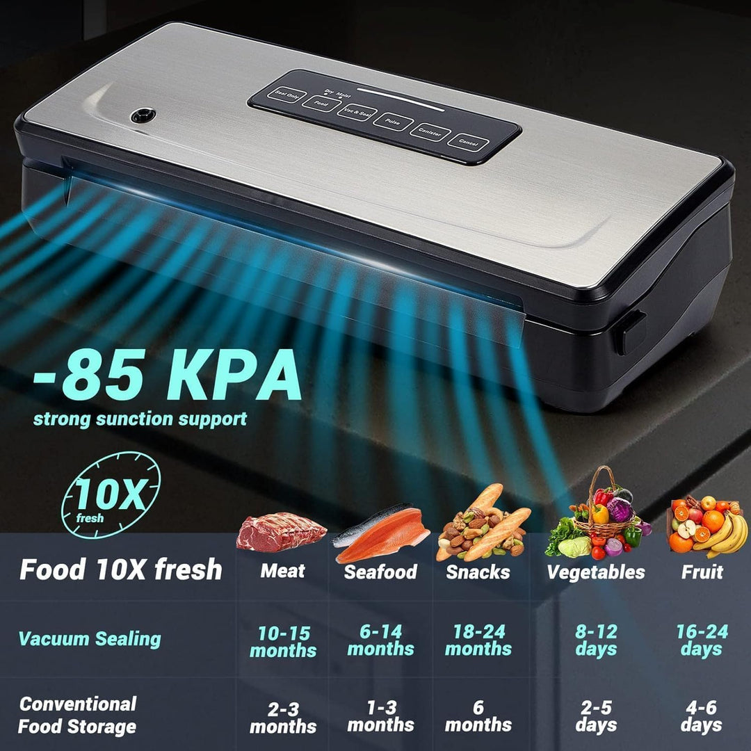 Vakuumiergerät, 7-in-1 Vakuumierer mit 5 Vakuumbeuteln, 85 Kpa Vakuumiergerät Profi für Lebensmittel