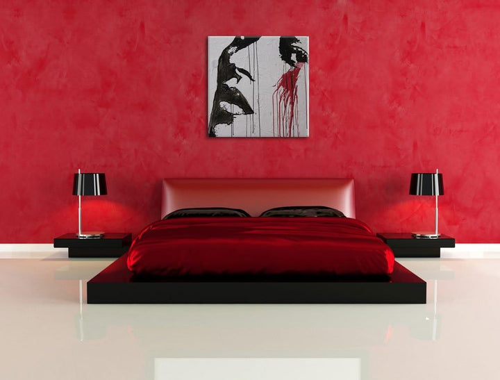 Pixxprint Abstrakt Frau, Format: 70x70 auf Leinwand, XXL riesige Bilder fertig gerahmt mit Keilrahme