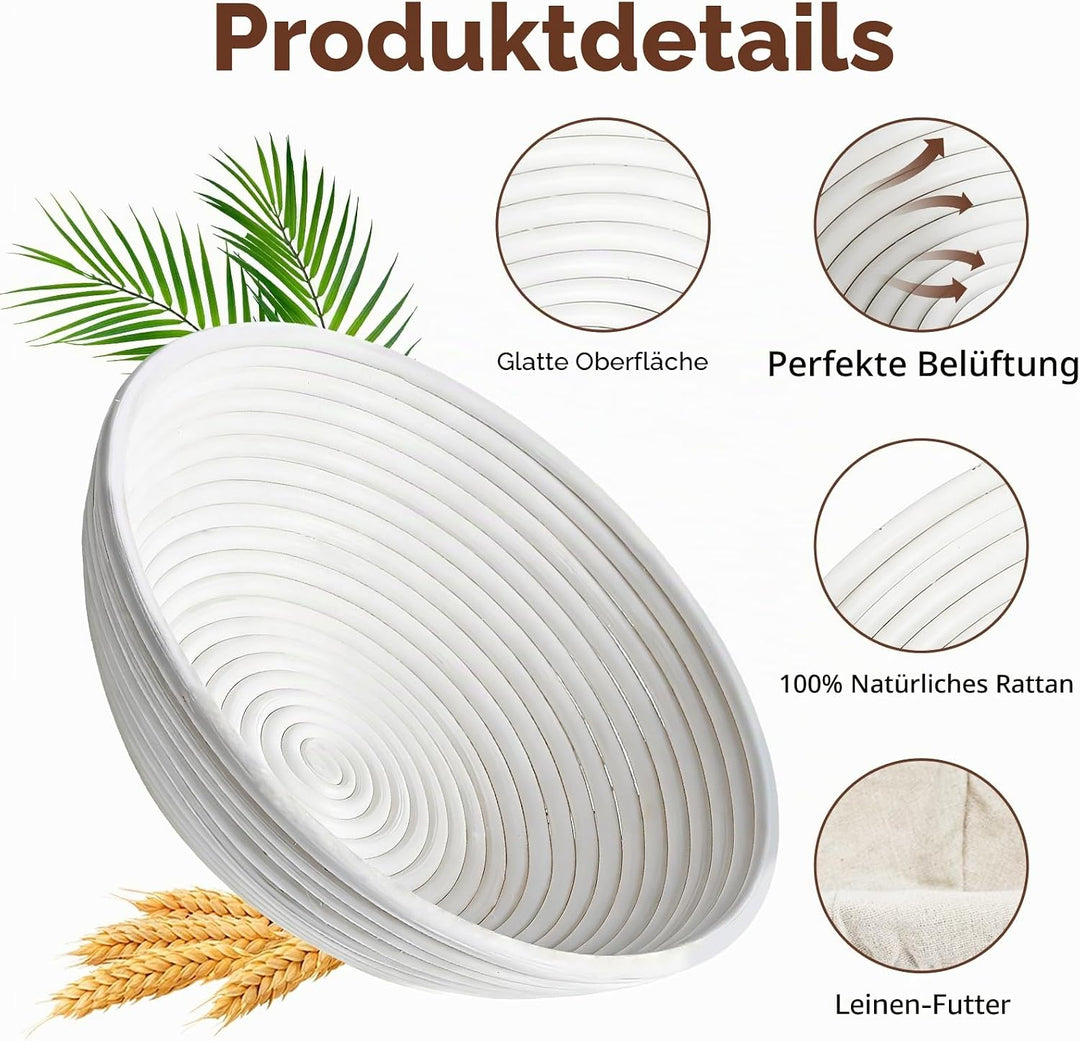 gärkörbchen für brot, Material: Rattan, Masse: 25x8cm, Farbe: Natur, Rundes Gärkorb Zum Brotbacken-S