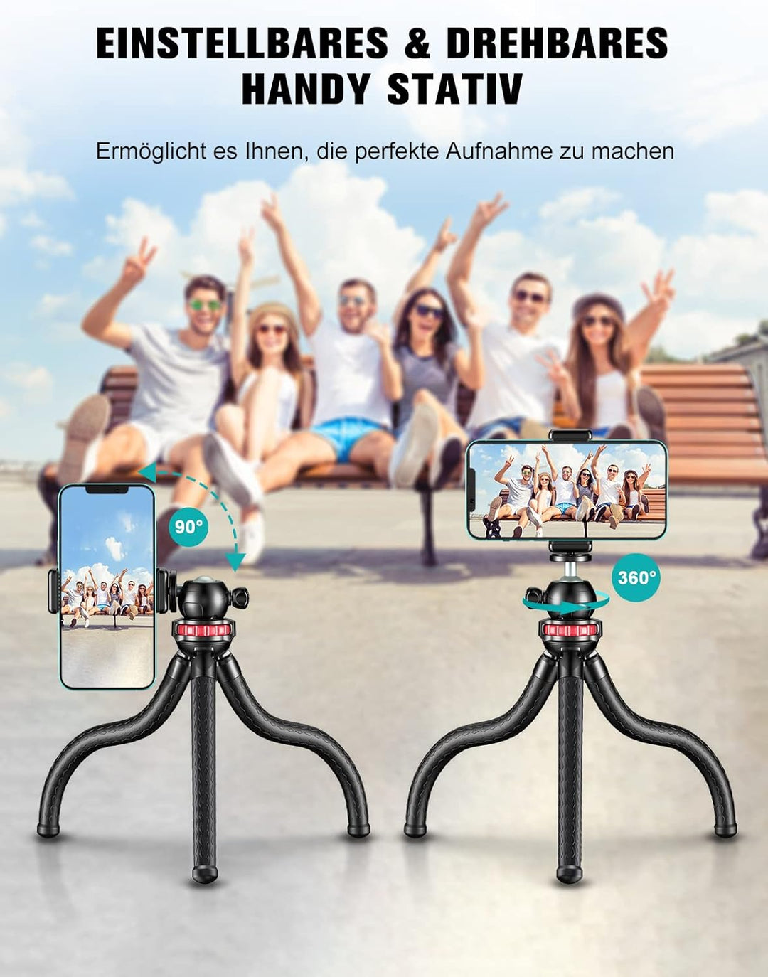 CIRYCASE Flexibler Handy Stativ, Mini Selfie Stick Stativ für Smartphone mit Kabelloser Fernbedienun