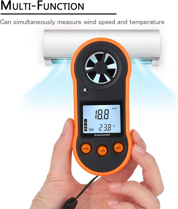 Digitaler Windmesser, Handwindgeschwindigkeitsmesser, Luftströmungsgeschwindigkeitsmesser zum Messen