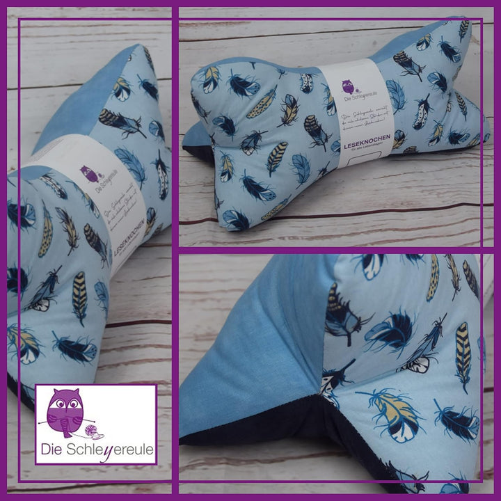 Leseknochen Nackenkissen Handmade in Deutschland, ergonomisch und waschbar, als Nackenrolle, Lesekis