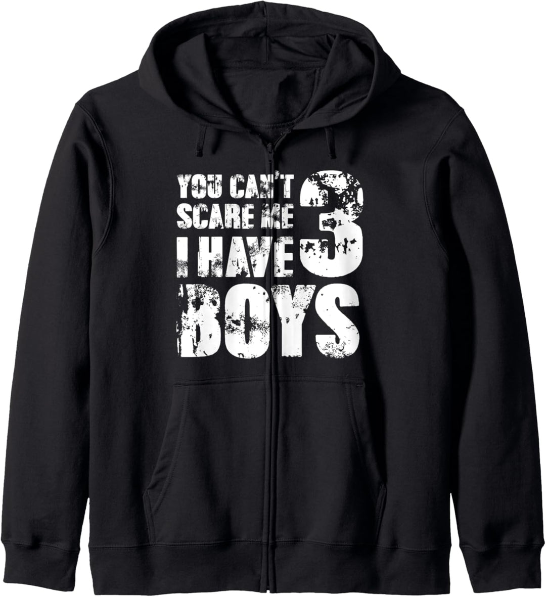 T-Shirt Vatertag Witz Fun You Can´t Scare Me I Have 3 Jungen Kapuzenjacke