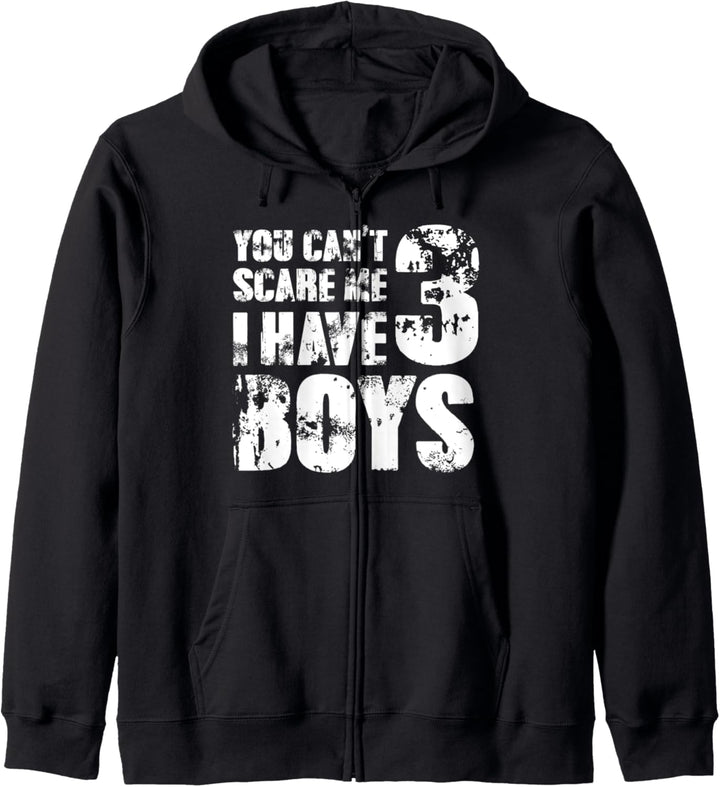 T-Shirt Vatertag Witz Fun You Can´t Scare Me I Have 3 Jungen Kapuzenjacke