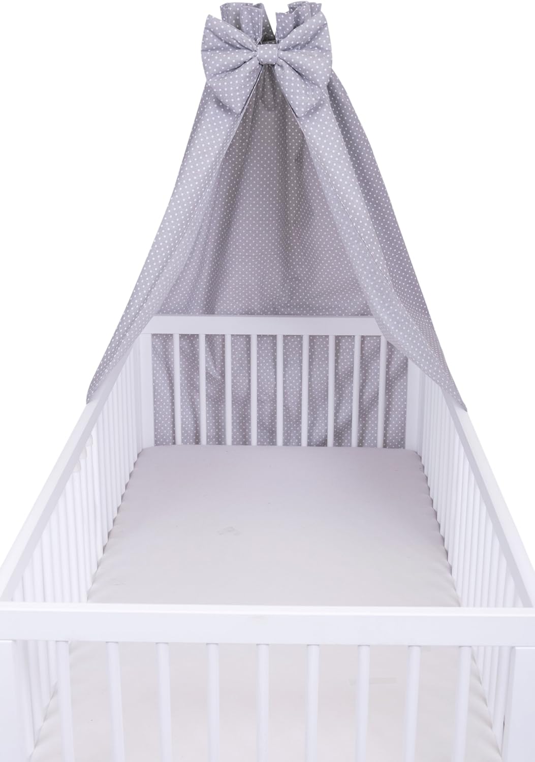 Amilian® Vollstoffhimmel Himmel mit Schleife Betthimmel Pünktchen klein Grau (Vollstoffhimmel), Voll