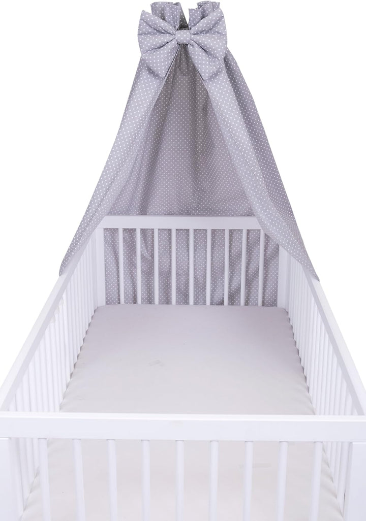 Amilian® Vollstoffhimmel Himmel mit Schleife Betthimmel Pünktchen klein Grau (Vollstoffhimmel), Voll