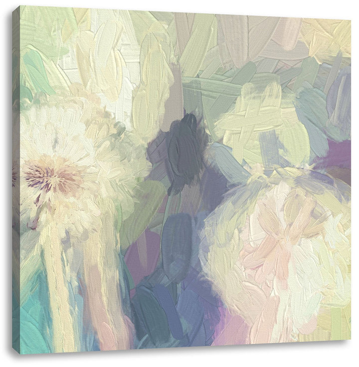 Pixxprint Romantische Pusteblumen Pinsel Effekt, Format: 70x70 auf Leinwand, 70x70
