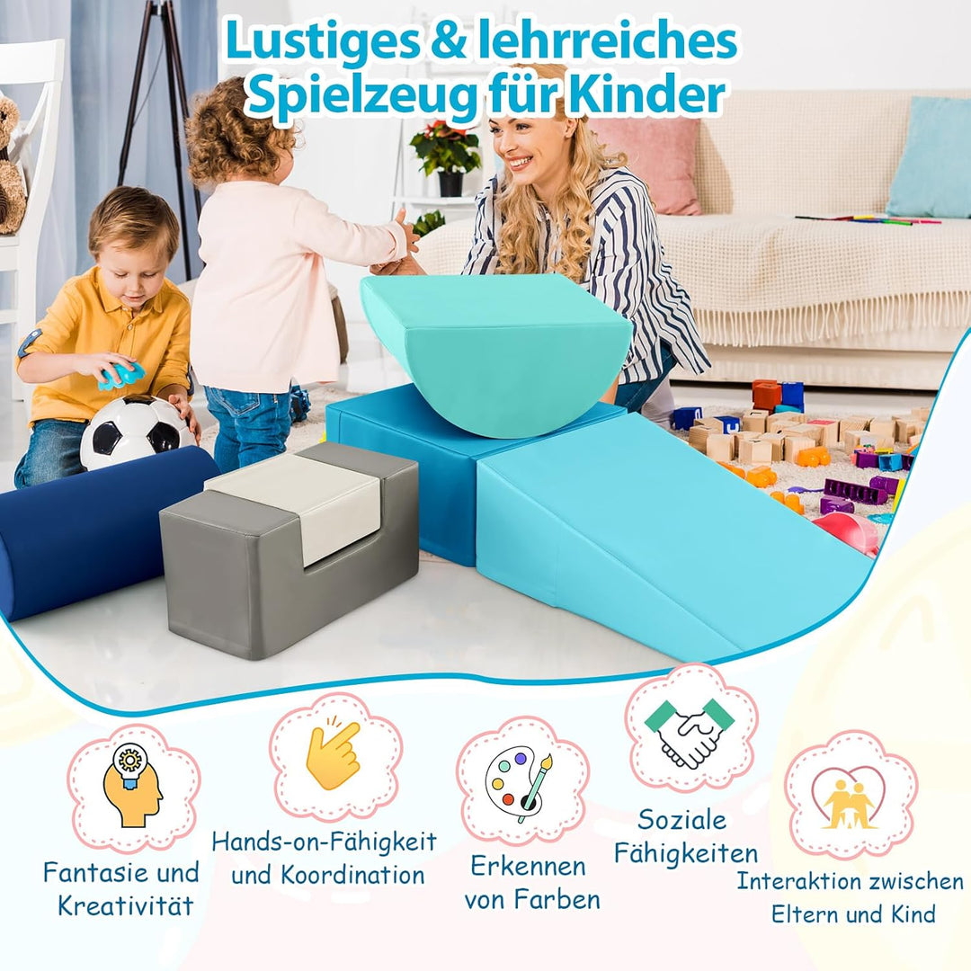 COSTWAY 6 STK. Schaumstoffbausteine, Riesenbausteine zum Toben und Klettern, Softbausteine aus Schau
