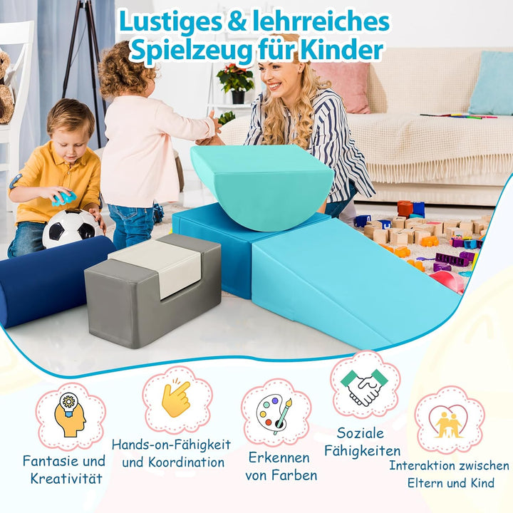 COSTWAY 6 STK. Schaumstoffbausteine, Riesenbausteine zum Toben und Klettern, Softbausteine aus Schau
