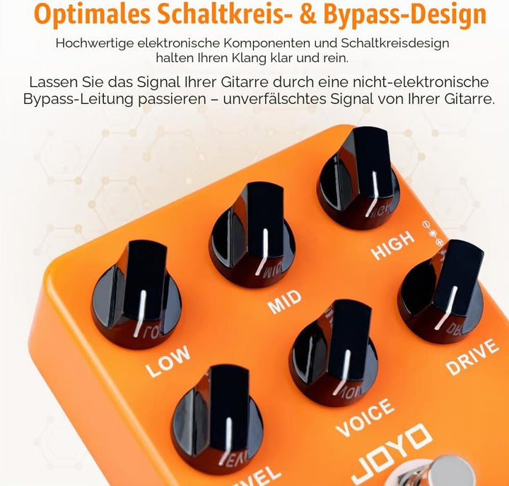 JOYO Overdrive Gitarreneffektpedal Verstärker Simulation Verzerrungspedal für E-Gitarre – Bypass (Ox