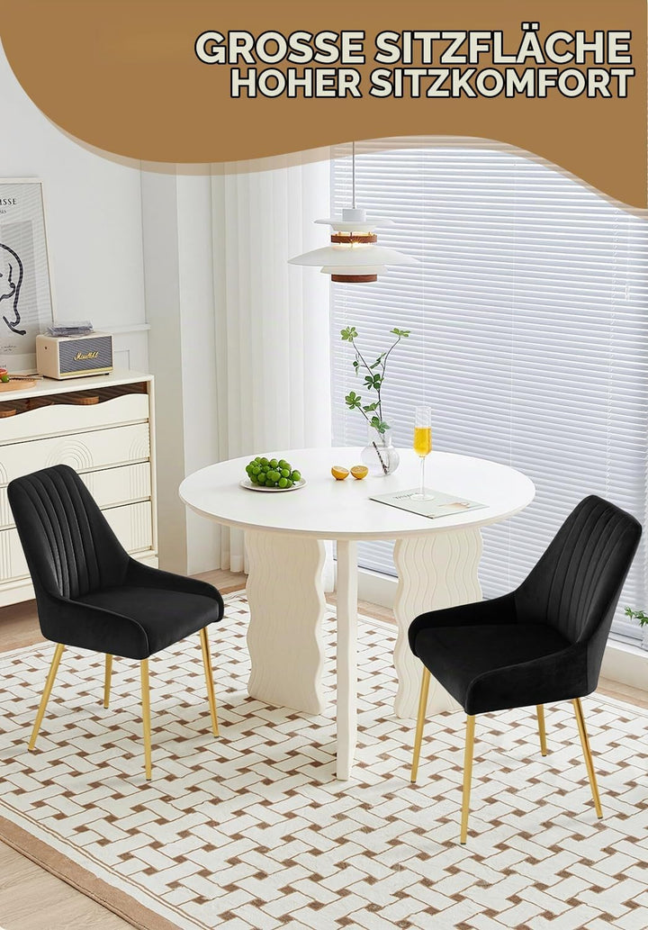 EsszimmerstüHle 2er Set, Moderne Samt-WohnzimmerstüHle, Polsterstuhl Esszimmer,Gepolsterter Armloser