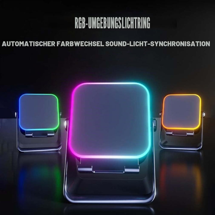 5-in-1 kabelloser Induktionslautsprecher mit verstellbarer Handyhalterung, 3500 mAh wiederaufladbare