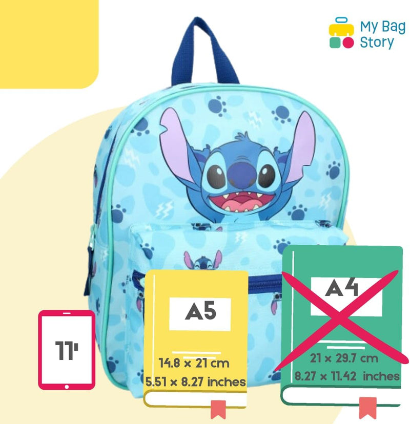 mybagstory - Rucksack – Stitch – Blau – Kinder – Schule – Kindergarten – Schulranzen Unisex – Grösse