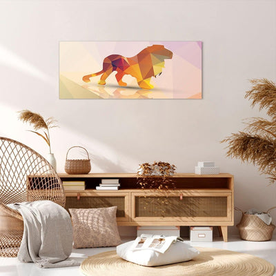 Wandbilder Dekoration Wohnzimmer Löwe Illustration modern Panorama Bilder auf Leinwand 120x50cm Lein