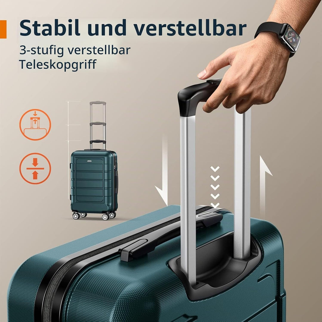 SHOWKOO Kofferset 2 Teilig Hartschale Leicht ABS+PC Erweiterbar Reisekoffer Haltbar Trolley Handgepä