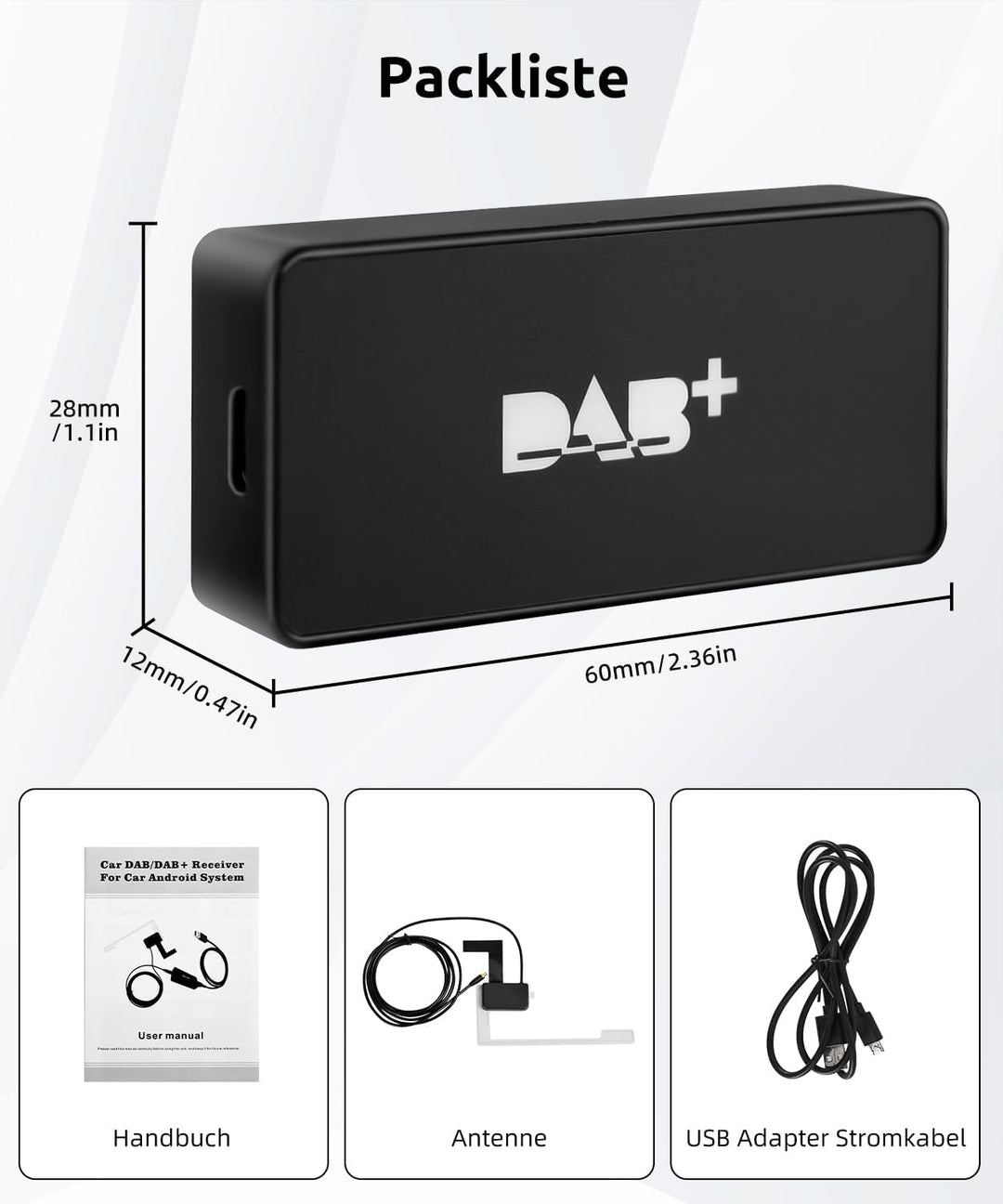ESSGOO DAB/DAB+ Empfängeradapter für Android Autoradio | Digitaler USB Tuner | Komplettset mit Anten