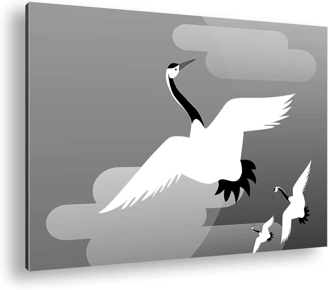 deyoli zauberhafte Kraniche Format: 80x60 Effekt: Schwarz&Weiss als Leinwandbild, Motiv fertig gerah